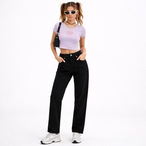 Lee Black Straight Leg Jeans Girl’s Relaxed Fit Minimal Vintage-Inspired Size 14